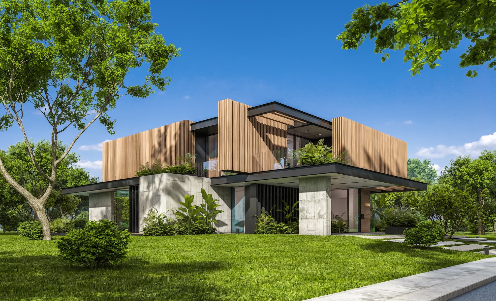 Дом – от 450 кв. м с плоской кровлей